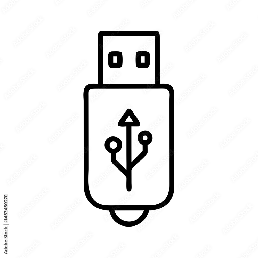 Poster USB Drive Icon Representing Data Storage Device, Portable File Backup, and External Memory Solution