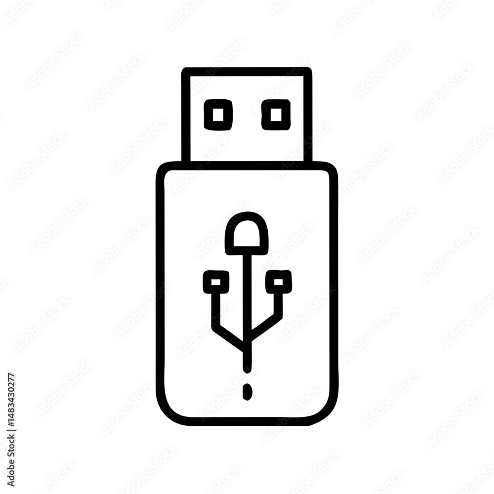 Poster USB Drive Icon Representing Data Storage Device, Portable File Backup, and External Memory Solution