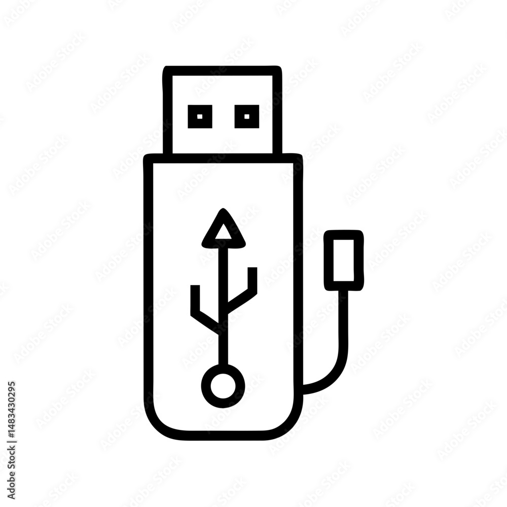 Poster USB Flash Drive Icon Representing Portable Storage Device, Data Transfer, and External Memory Solution