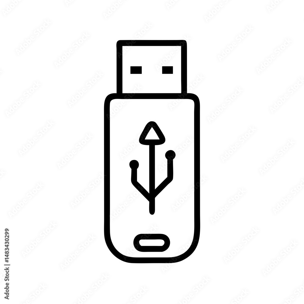 Poster USB Drive Icon Representing Data Storage Device, Portable File Backup, and External Memory Solution