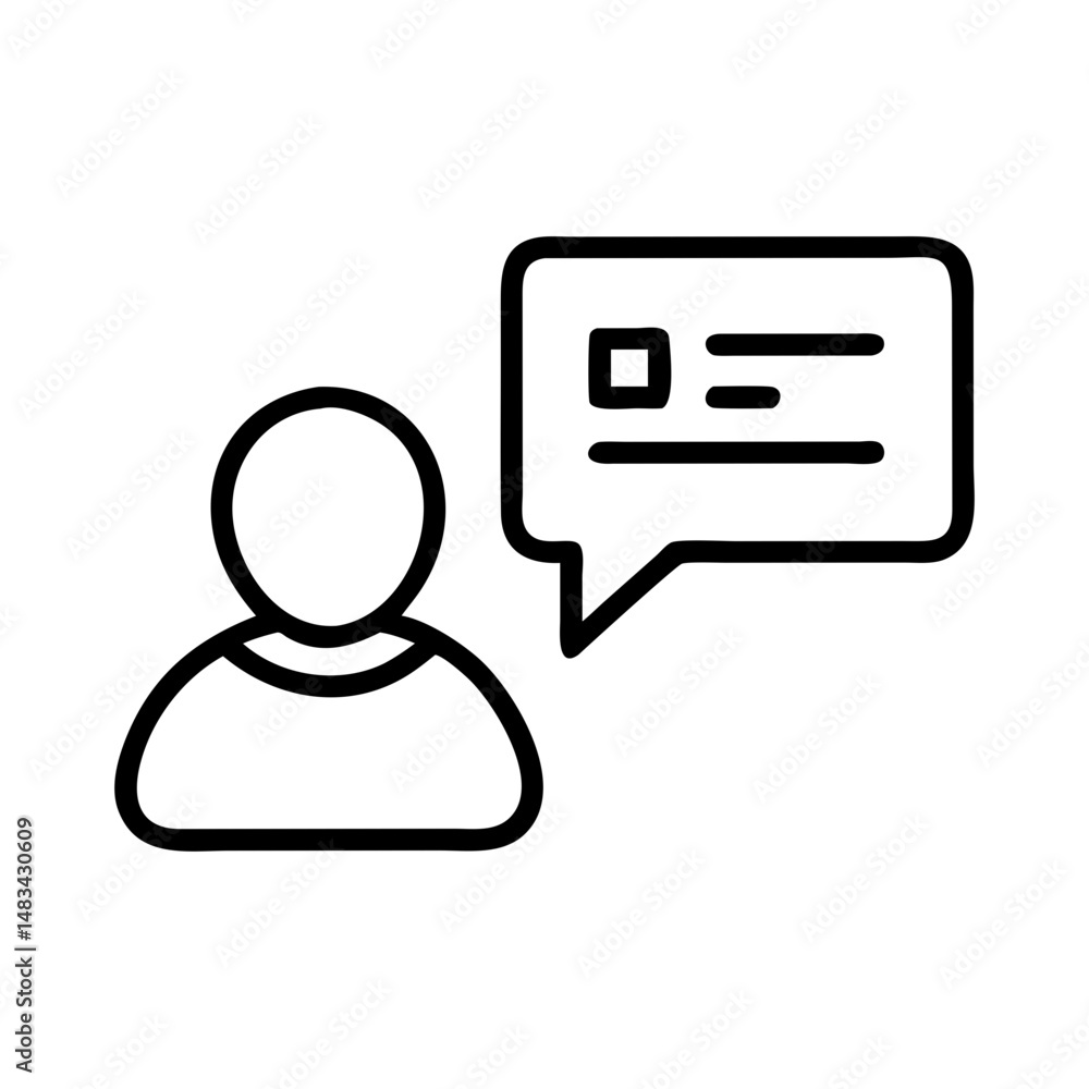 Poster User Profile with Chat Icon Representing Online Communication, Messaging Interaction, and Digital User Identity
