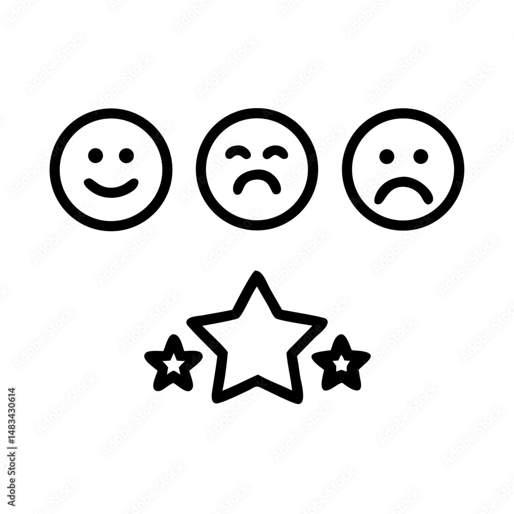 Poster User Ratings with Facial Expressions Icon Representing Customer Feedback, Experience Evaluation, and Sentiment Analysis