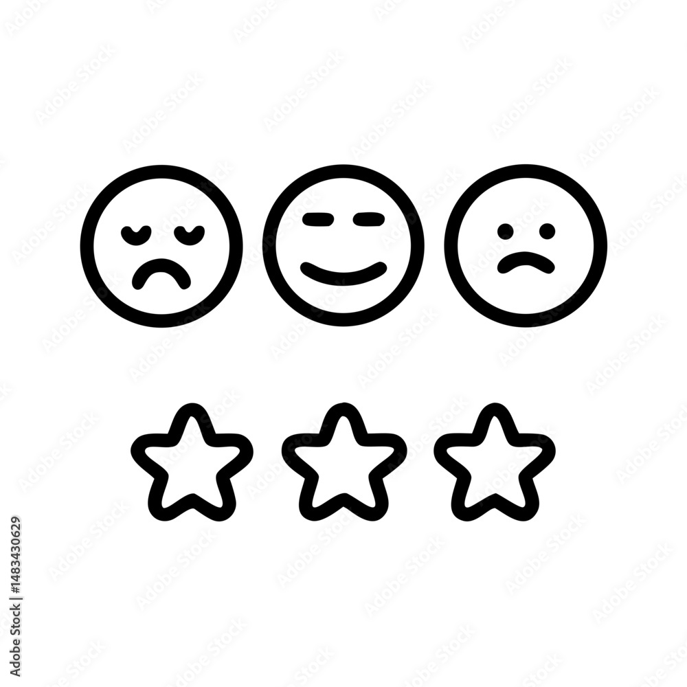 Poster User Ratings with Facial Expressions Icon Representing Customer Feedback, Experience Evaluation, and Sentiment Analysis