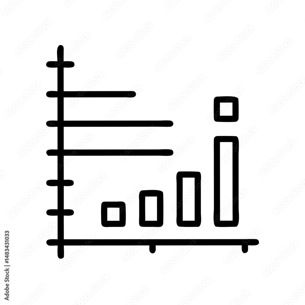 Poster vertical bar chart icon representing statistical data analysis, business metrics, and performance co