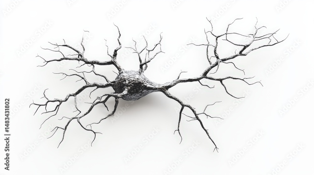 Poster complex neural network structure isolated on white background.