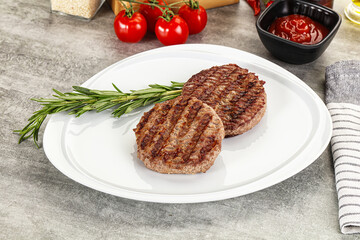 Grilled two beef burger cutlet