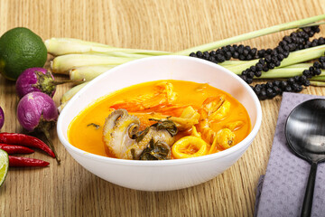 Thai Tom Yum soup with seafood