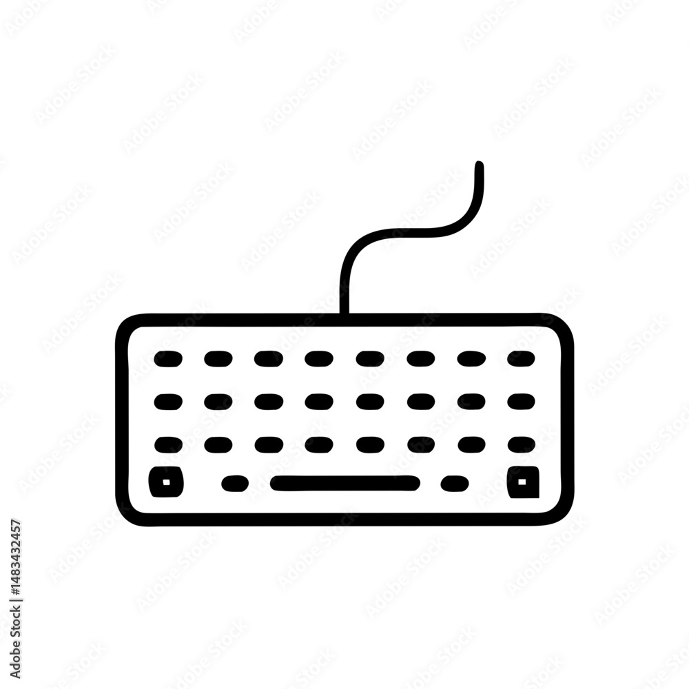 Leinwandbilder Wired Keyboard Device Icon Representing Computer Input Peripheral for Typing and Desktop Use