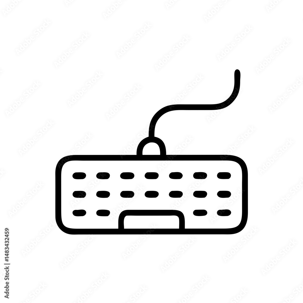 Leinwandbilder Wired Keyboard Device Icon Representing Computer Input Peripheral for Typing and Desktop Use