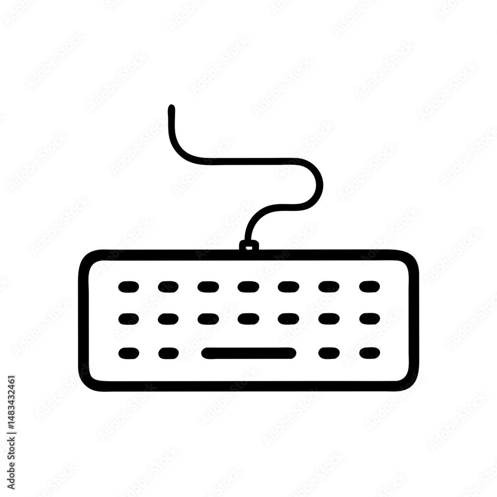 Fototapete Wired Keyboard Device Icon Representing Computer Input Peripheral for Typing and Desktop Use