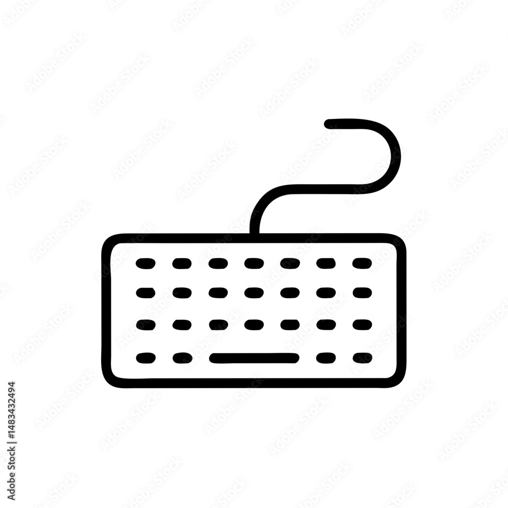 Fototapete Wired Keyboard Device Icon Representing Computer Input Peripheral for Typing and Desktop Use