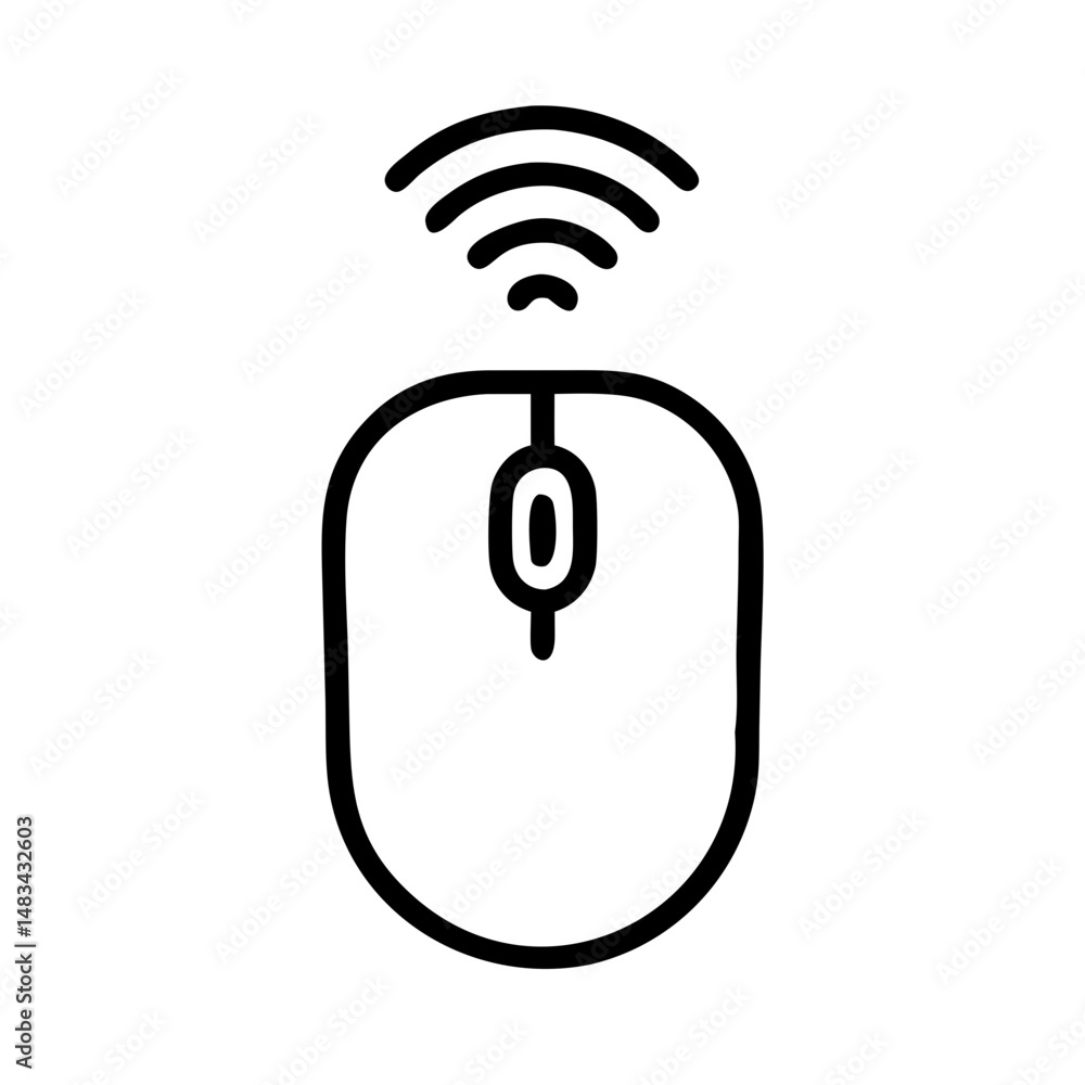 Fototapete Wireless Mouse Device Icon Representing Computer Peripheral for Cordless Navigation and Digital Interaction