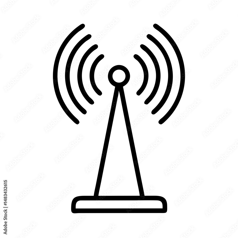 Poster Wireless Router Device Icon Representing Wi-Fi Signal Transmission and Internet Connectivity