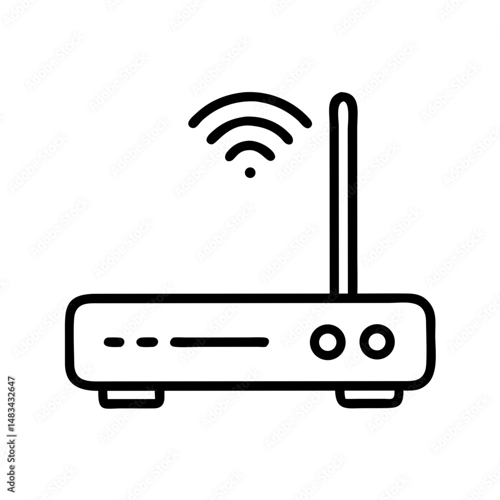 Poster Wireless Router Device Icon Representing Wi-Fi Signal Transmission and Internet Connectivity