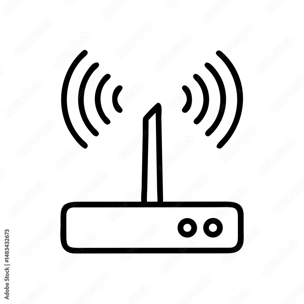 Aufkleber wireless router device icon representing wi-fi network and internet connectivity