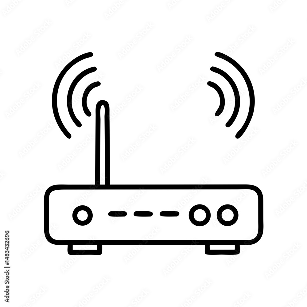Aufkleber wireless router device icon representing wi-fi network and internet connectivity