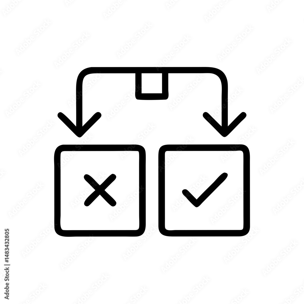 Poster yes and no box icon representing binary choice and decision making