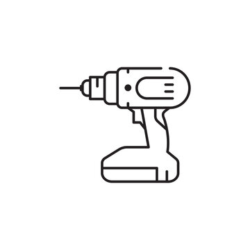 black cordless drill outline clip art preview