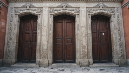 Fototapeta premium Elegant Triple Doors of a Historic Building