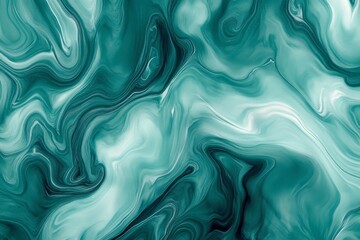 Obraz premium Abstract teal and white marble swirl pattern.