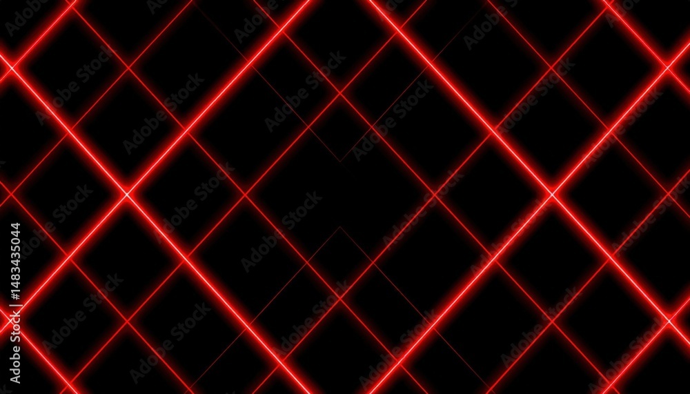 Poster abstract glowing red lines pattern on black background