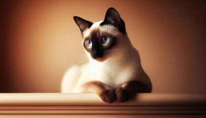 Siamese Cat warm beige color motif background