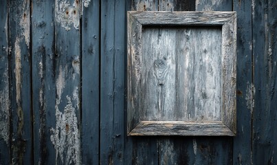 Weathered wood paneling with framed opening