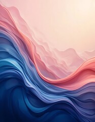Harmonious waves abstract design with pastel blues and rosy color pallete