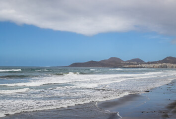 Atlantic ocean sand beach, Gran Canaria, Spain