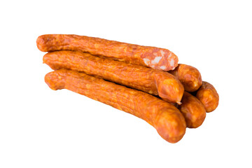 Light smoked spicy sausages with cut