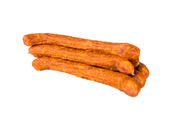 Light smoked spicy sausages front view