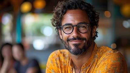 Thoughtful therapist leading a group session in a warm inviting environment