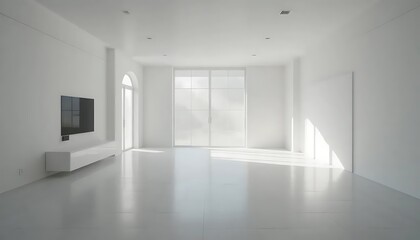 Serene minimalist dwelling, radiant in crisp white sophistication and design