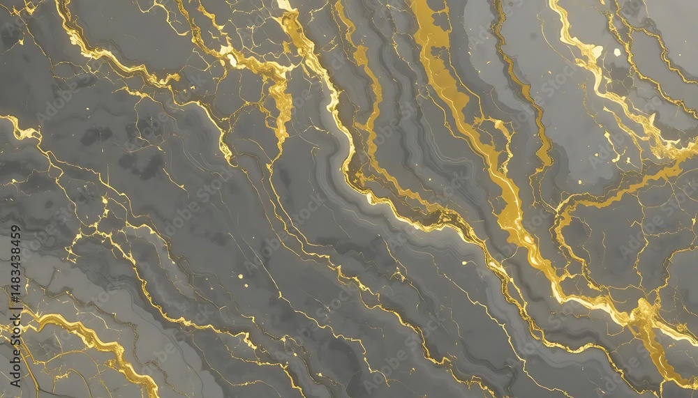 Poster elegant gray marble texture background with golden veins creating luxurious patterns, ideal for inte