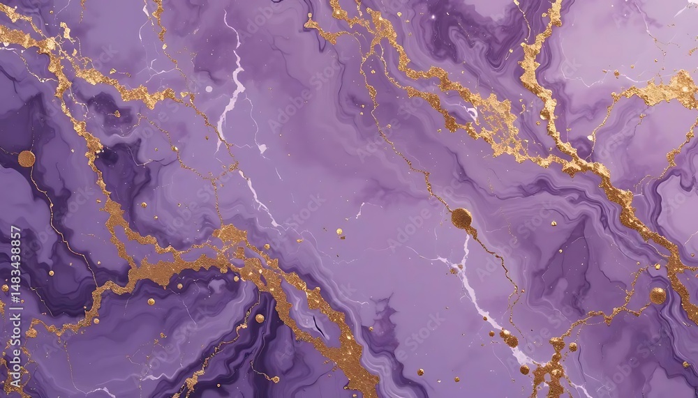 Aufkleber elegant purple marble texture background with gold veins creating luxurious abstract patterns perfec