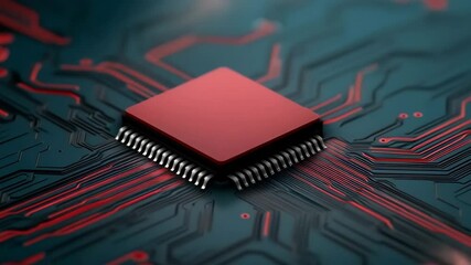 Central Processing Unit: A close-up view showcases the intricate details of a CPU chip, illustrating the complex architecture of a modern microchip in a detailed and vivid way. - Powered by Adobe