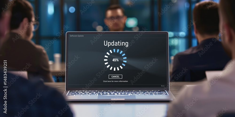 Poster software update on computer for brisk version of device software upgrade