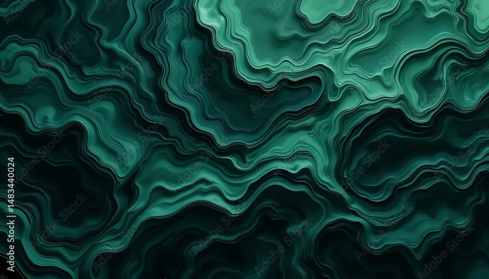 Aufkleber emerald green swirls and waves creating a visually stunning abstract background with liquid texture 
