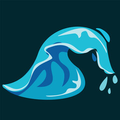 Vector illustration of a ocen. Sea waves. The tide is in the form of a wave. The blue background is monochrome. Vector drawing of the water element. 