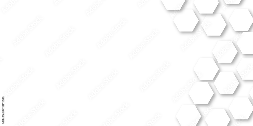 Poster abstract technology white and grey geometric hexagon shape on white background vector.