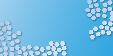 Abstract geometric light blue color hexagon shape technology digital hi tech concept background.