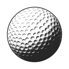 Spherical golf ball in monochrome