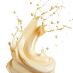 Caramel liquid splash motion effect on white background