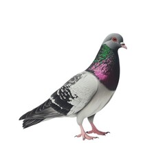 Pigeon standing isolated bird photo on white background