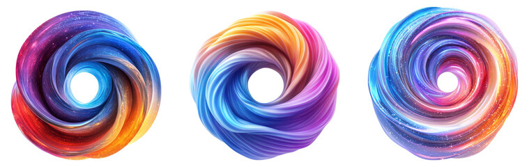 Colorful Swirling Patterns on Transparent Background for Creative Use