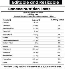 Banana Nutrition Facts, supplement facts for label design.