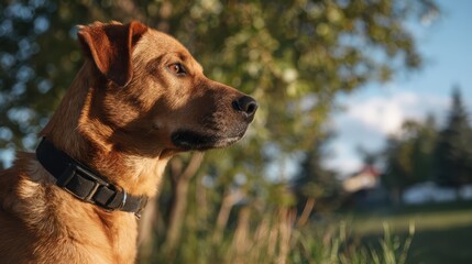 Curious dog gazing at the sky