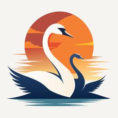 Naklejka premium a pair of swans on the water.