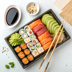 sushi and chopsticks