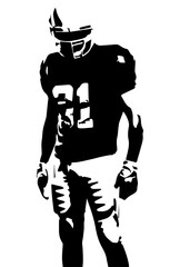 Silhouette of a american football player isolated on a white background